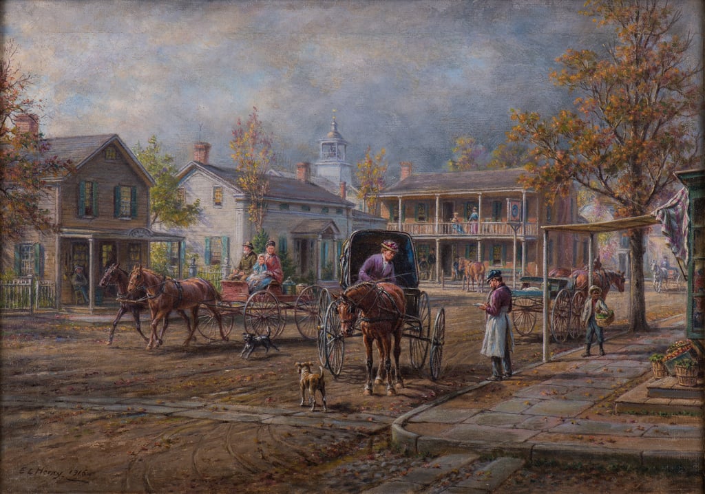 Edward Lamson Henry A Village Street 1916 Fine Art Print