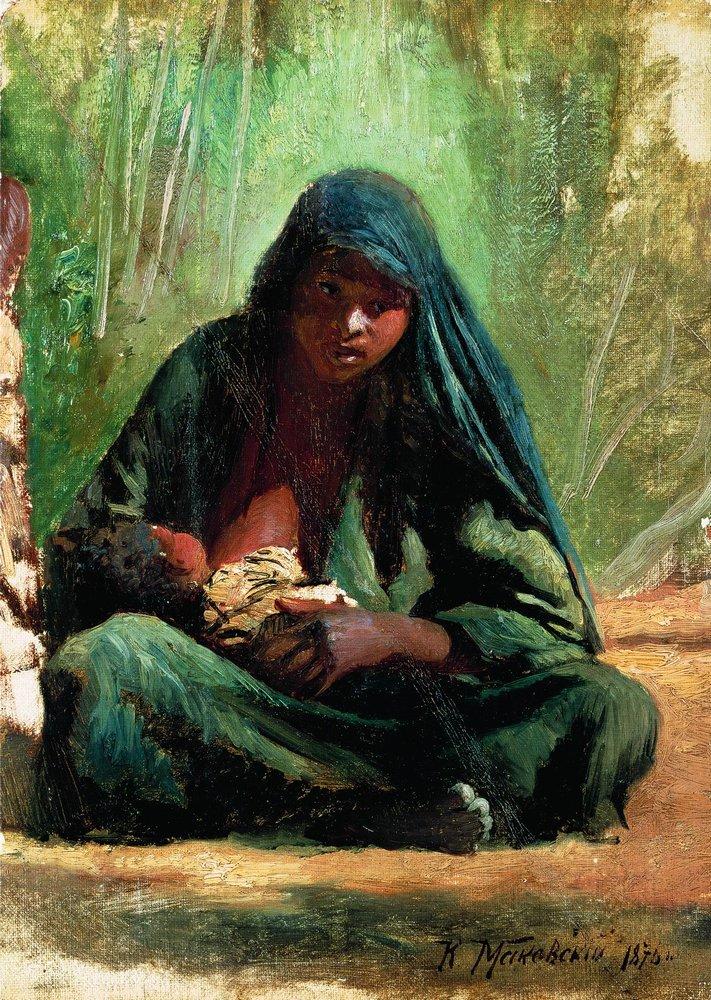 Konstantin Makovsky Egyptian with a Child 1876 Fine Art Print