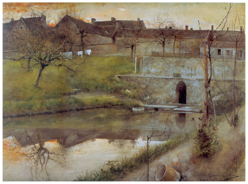 Carl Larsson El Estanue De Watercolor 1883 Fine Art Print