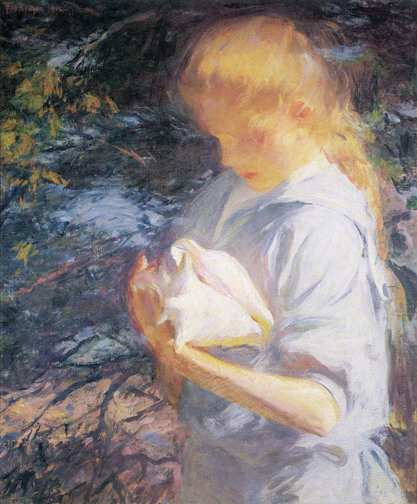 Frank W. Benson Eleanor Holding a Shell 1902 Fine Art Print