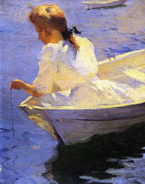 Frank W. Benson Eleanor in the Dory 1904 Fine Art Print