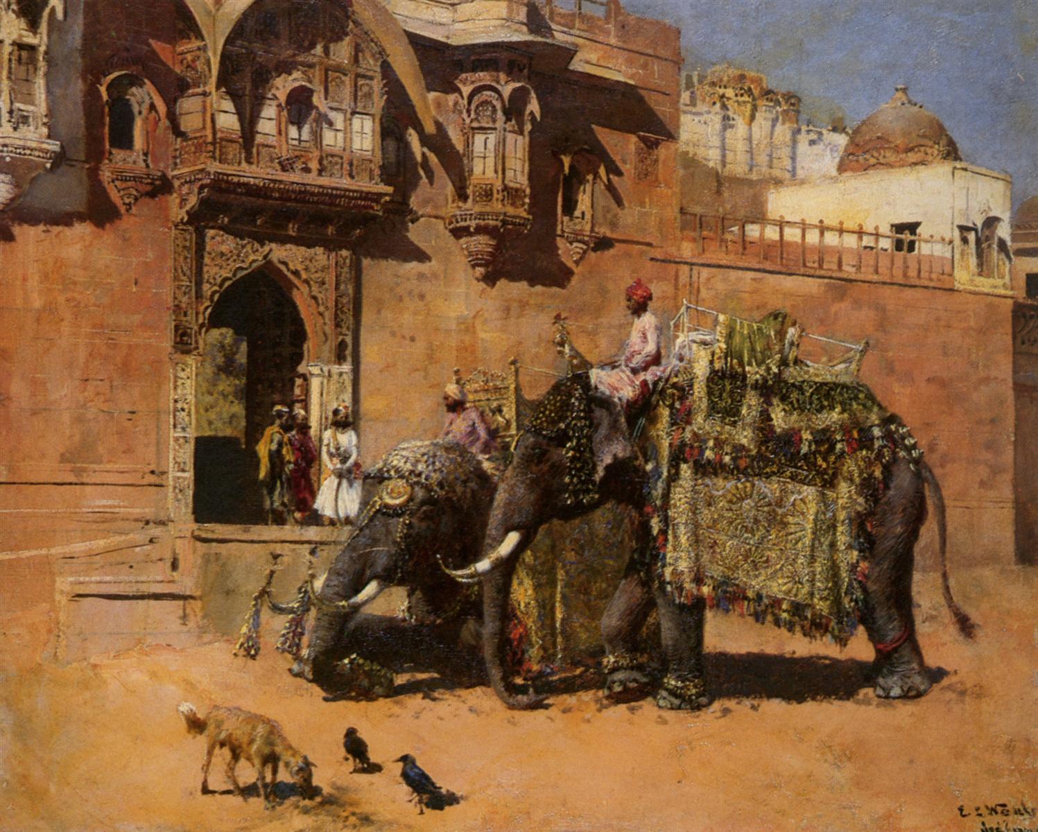 Edwin Lord Weeks Elephants at the Palace of Jodhpore 1888 Fine Art Print