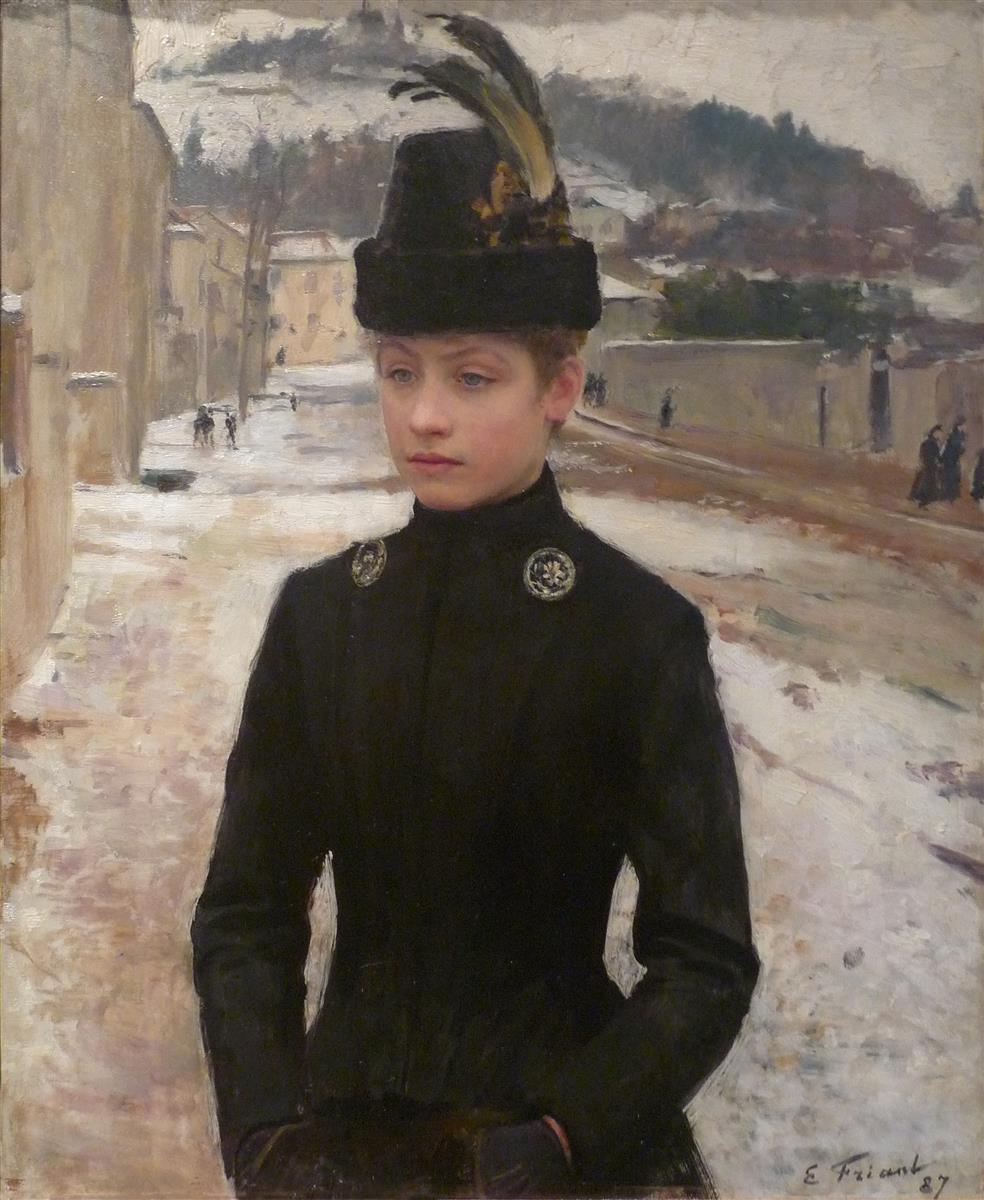 Émile Friant Young Girl from Nancy in a snowy Landscape 1887 Fine Art Print
