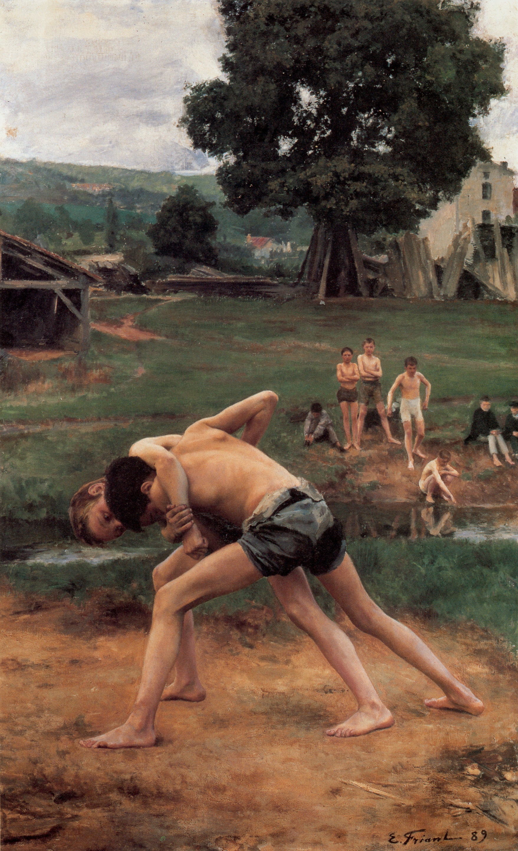 Émile Friant Wrestling 1889 Fine Art Print