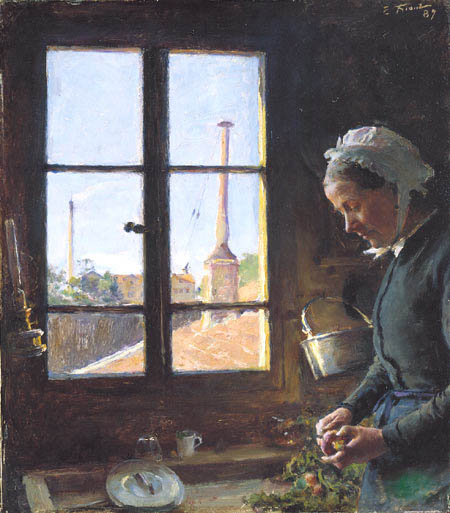 Émile Friant Portrait of my mother peeling a turnip, in front of a window 1887 Fine Art Print