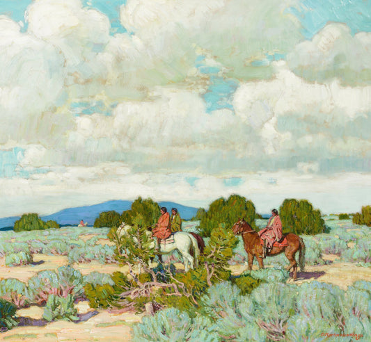 {{ product_title }} Fine Art Print | {{ product_vendor }} Jakero77 Ernest Martin Hennings Riders in the Taos Foothills 1930 Fine Art Print Art Print  Jakero77