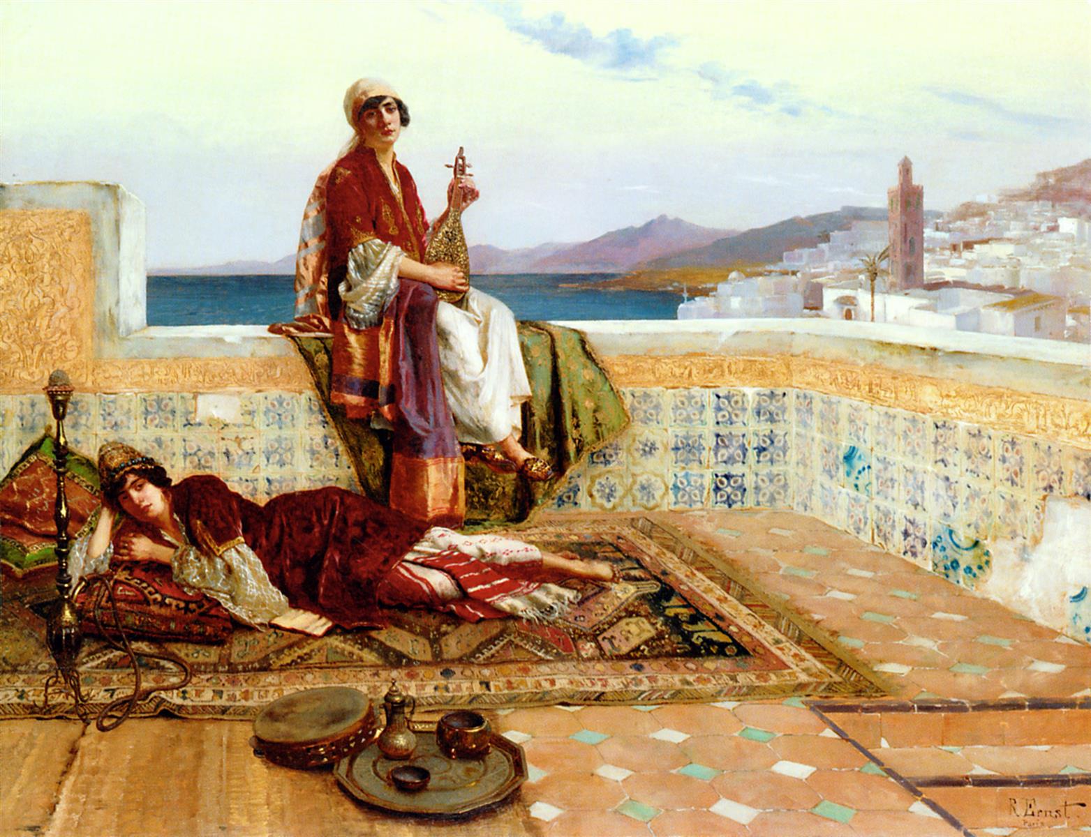 Rudolf Ernst Young Ladies on a Terrace in Tangiers 1880 Fine Art Print