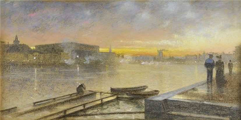 Eugène Jansson Stockholm, Solnedgang 1900 Fine Art Print