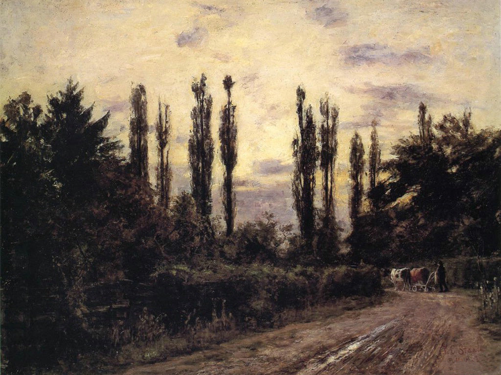 T. C. Steele Evening Poplars and Roadway near Schleissheim 1884 Fine Art Print