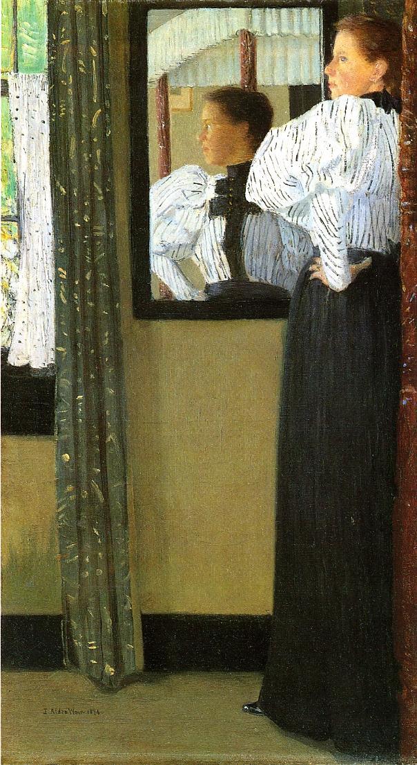 Julian Alden Weir Face Reflected in a Mirror 1896 Fine Art Print