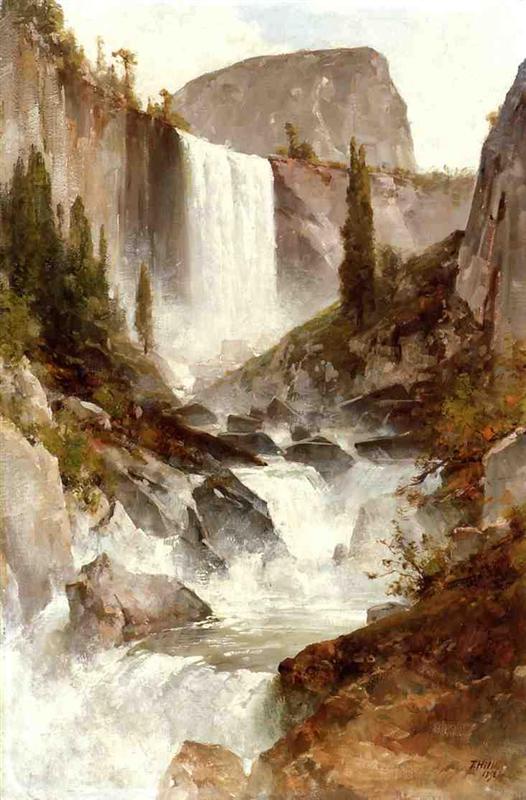 Thomas Hill Falls in Yosemite 1892 Fine Art Print
