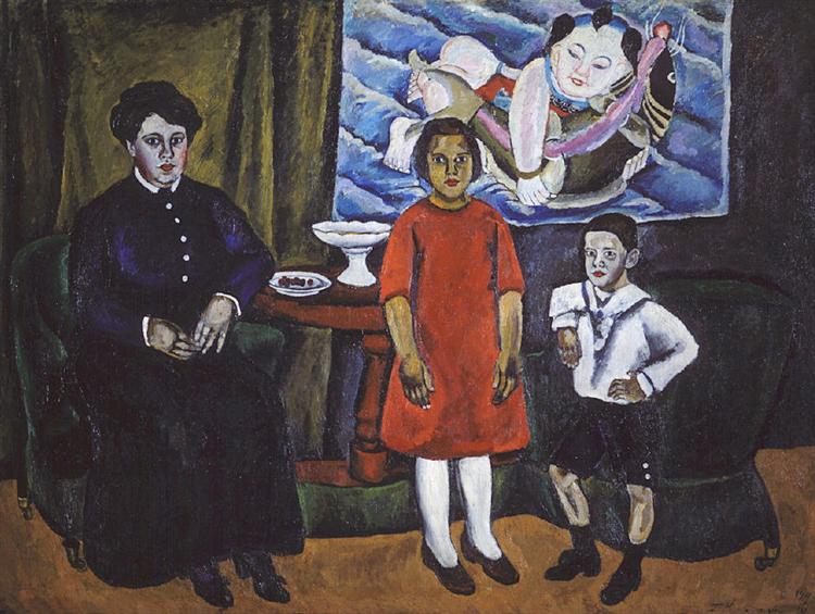 Pyotr Konchalovsky Family Portrait (against Chinese Panel) 1911 Fine Art Print