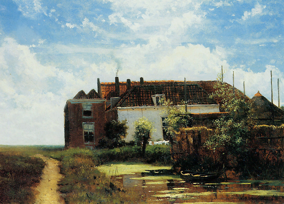 Johan Hendrik Weissenbruch Farm beside Canal in Polder 1873-1875 Fine Art Print