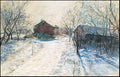 Willard Metcalf Farm Buildings in a Winter Landscape 1900 Fine Art Print