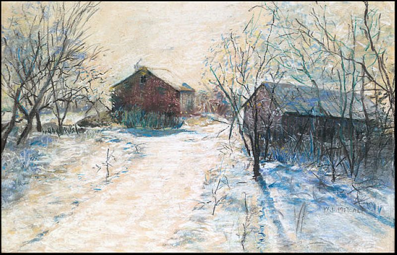 Willard Metcalf Farm Buildings in a Winter Landscape 1900 Fine Art Print