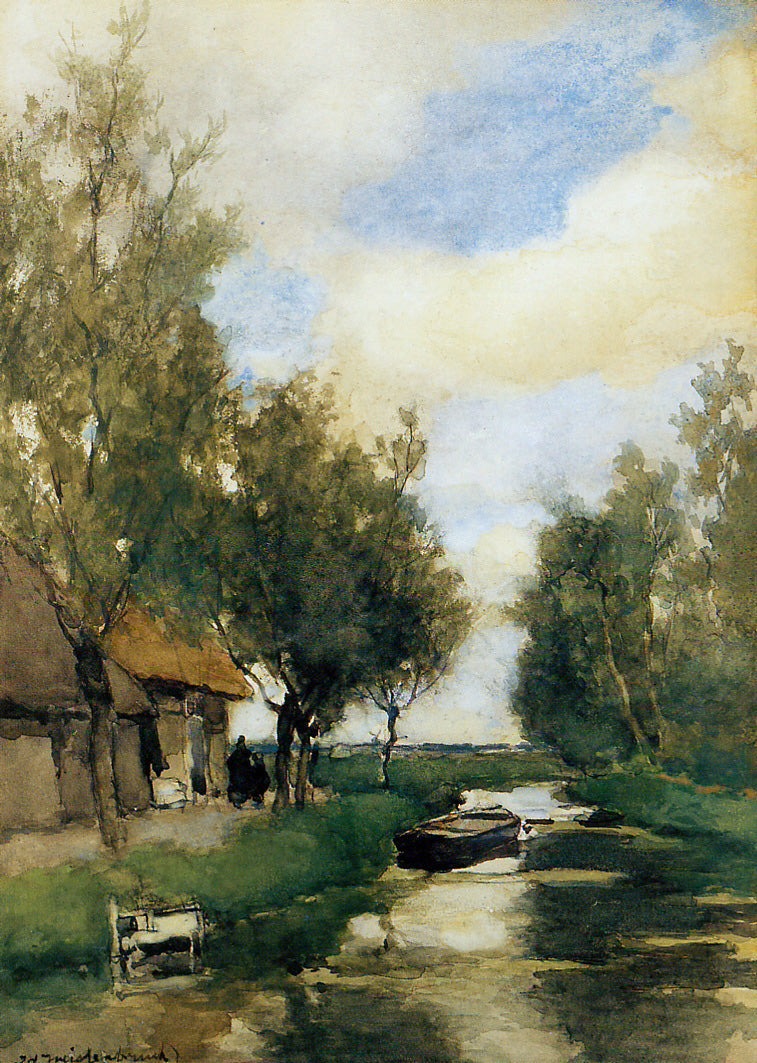 Johan Hendrik Weissenbruch Farm on Polder Canal 1873 Fine Art Print