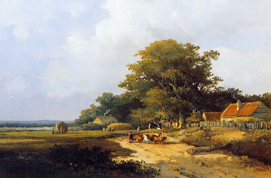 Johan Hendrik Weissenbruch Farmer with Herd on Countryroad 1870-1903 Fine Art Print