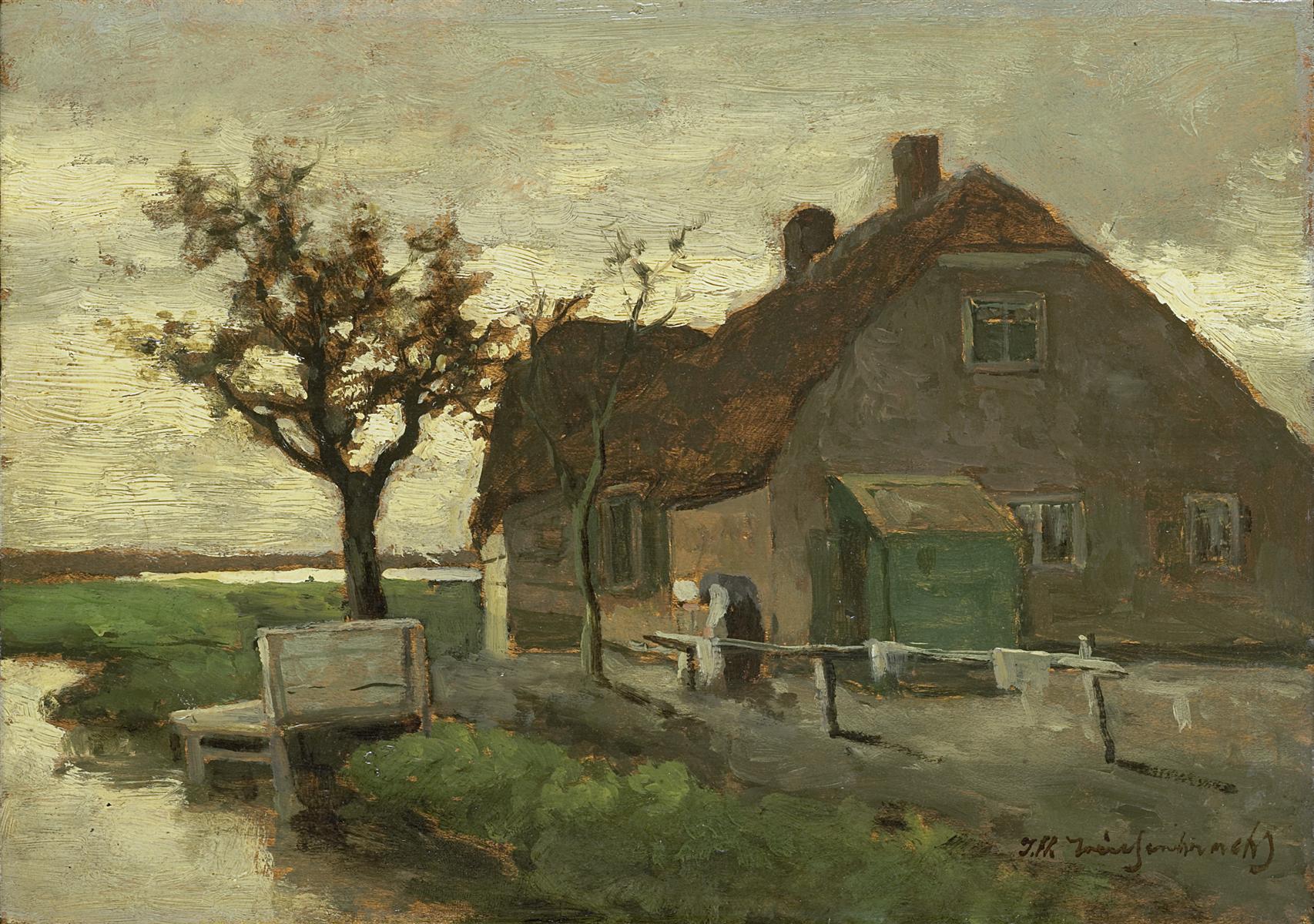 Johan Hendrik Weissenbruch Farmhouse on a Canal 1870-1903 Fine Art Print