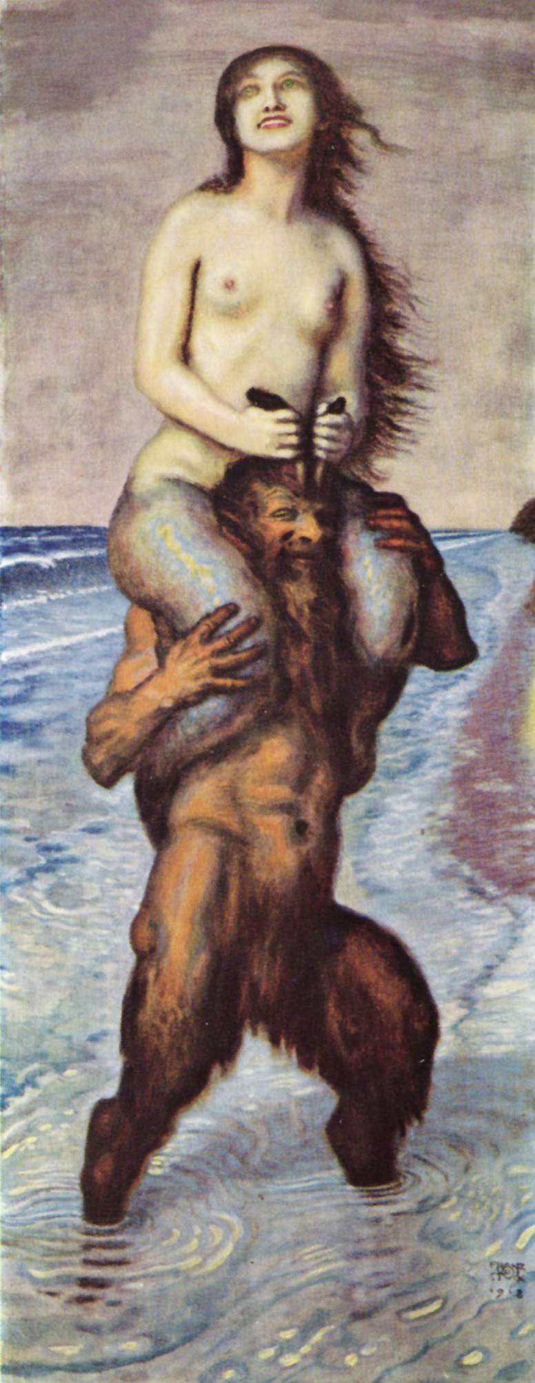 Franz Stuck Faun and Mermaid 1918 Fine Art Print