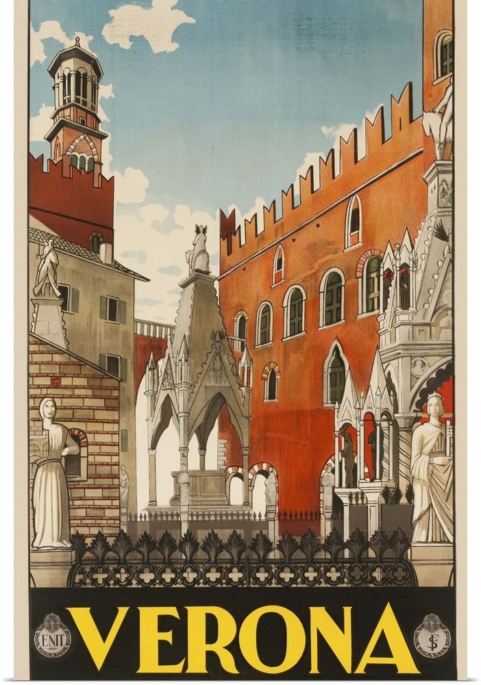 Verona Italy Vintage Travel Poster Classic Italian 1938 Fine Art Print