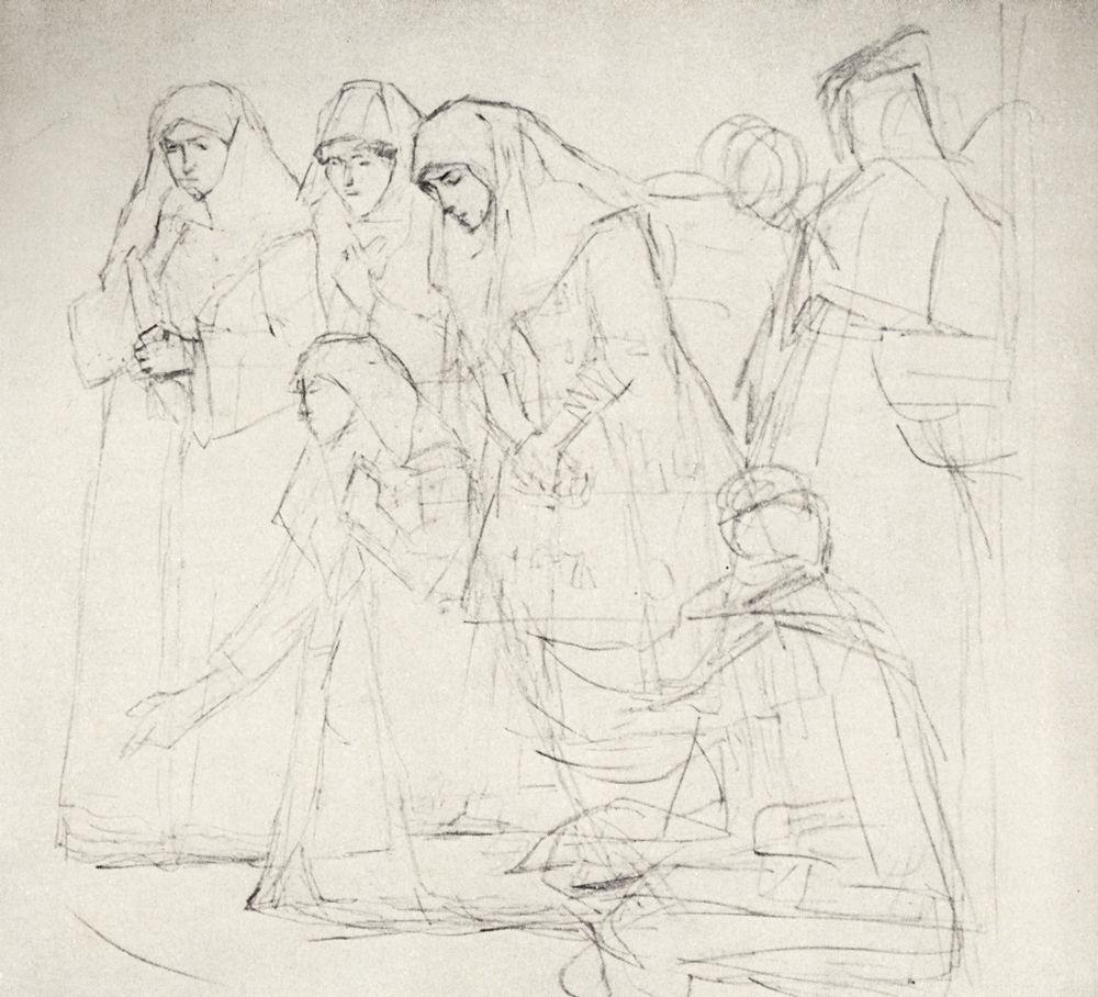 Vasily Surikov Female Figures, Wanderer, Whacky (Study to "Boyarynya Morozova") 1884 Fine Art Print