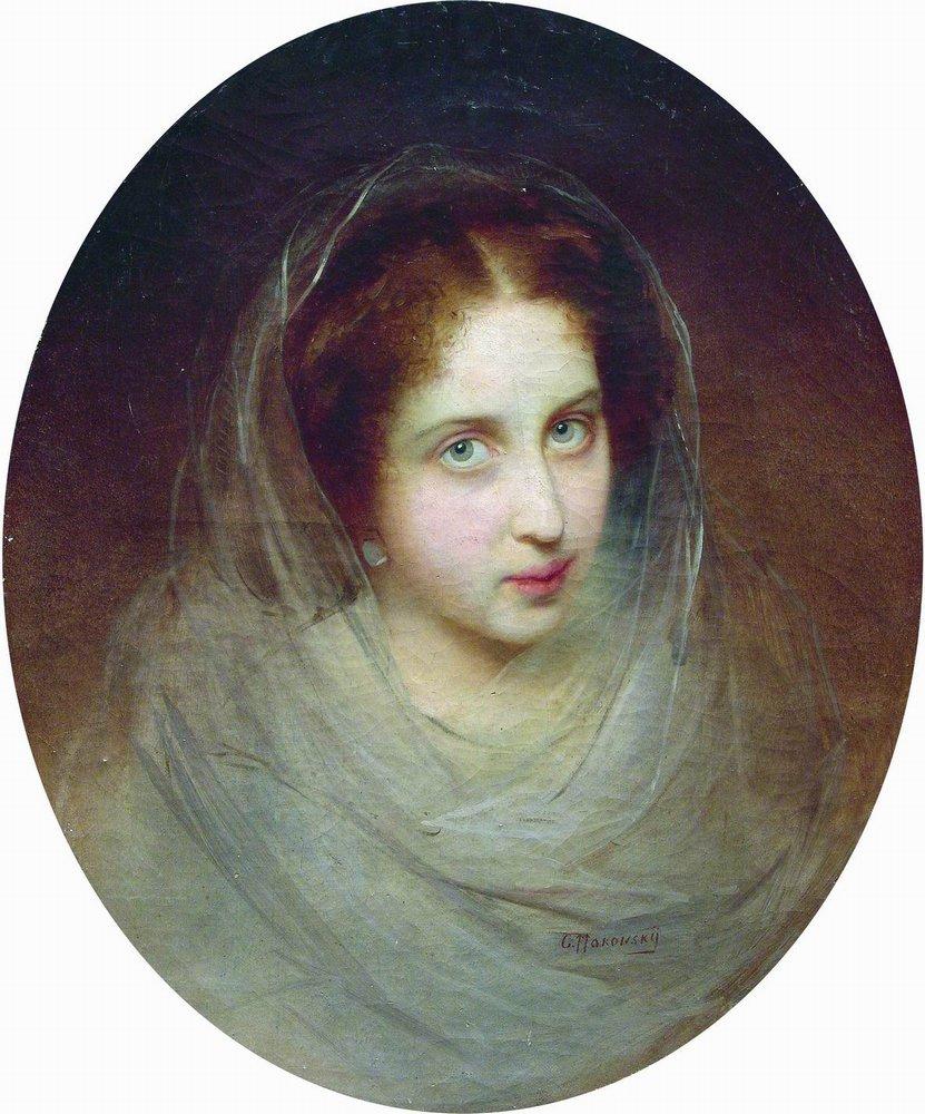 Konstantin Makovsky Female Portrait 1860 Fine Art Print