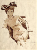 Lovis Corinth Female Semi-Nude with Hat 1910 Fine Art Print