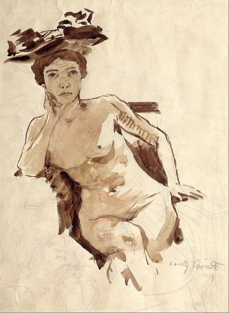 Lovis Corinth Female Semi-Nude with Hat 1910 Fine Art Print