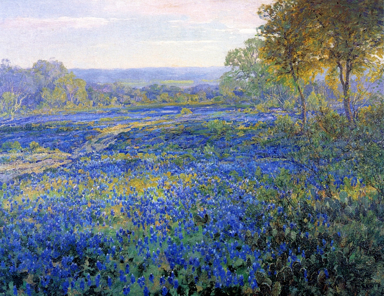 Robert Julian Onderdonk Fields of Bluebonnets 1920 Fine Art Print