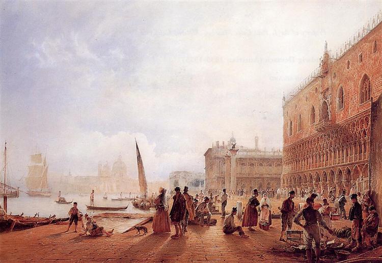 Rudolf von Alt Figures on the Riva degli Schiavone 1840 Fine Art Print
