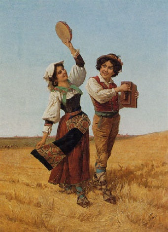 Filippo Indoni Tambourine Melodies 1865 Fine Art Print