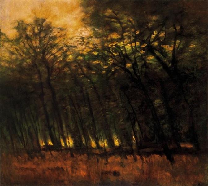 Laszlo Mednyanszky Fires in the Forest 1910 Fine Art Print
