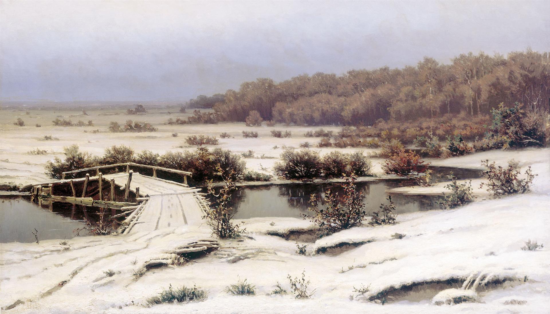 Efim Volkov First Snow 1883 Fine Art Print