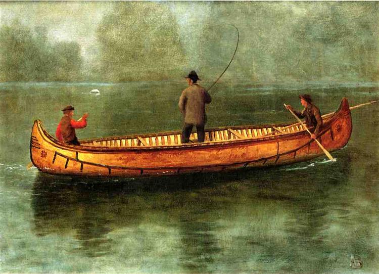 Albert Bierstadt Fishing from a Canoe 1859 Fine Art Print