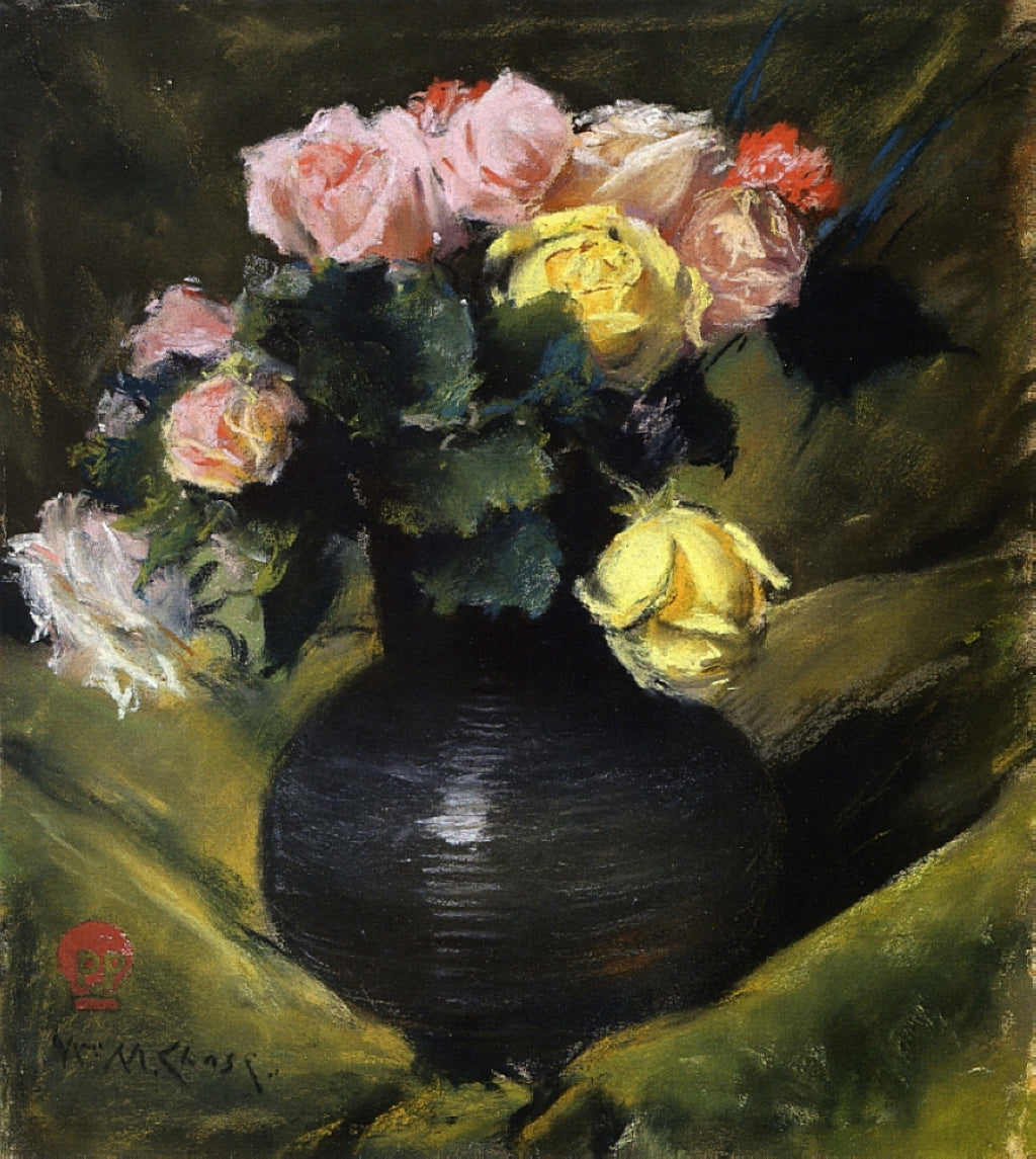 William Merritt Chase Flowers (aka Roses) 1884-1888 Fine Art Print