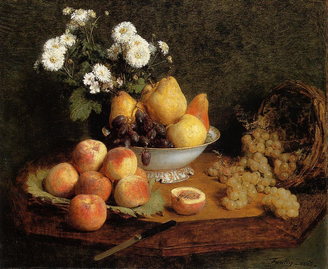 Henri Fantin-Latour Flowers and Fruit on a Table 1865 Fine Art Print
