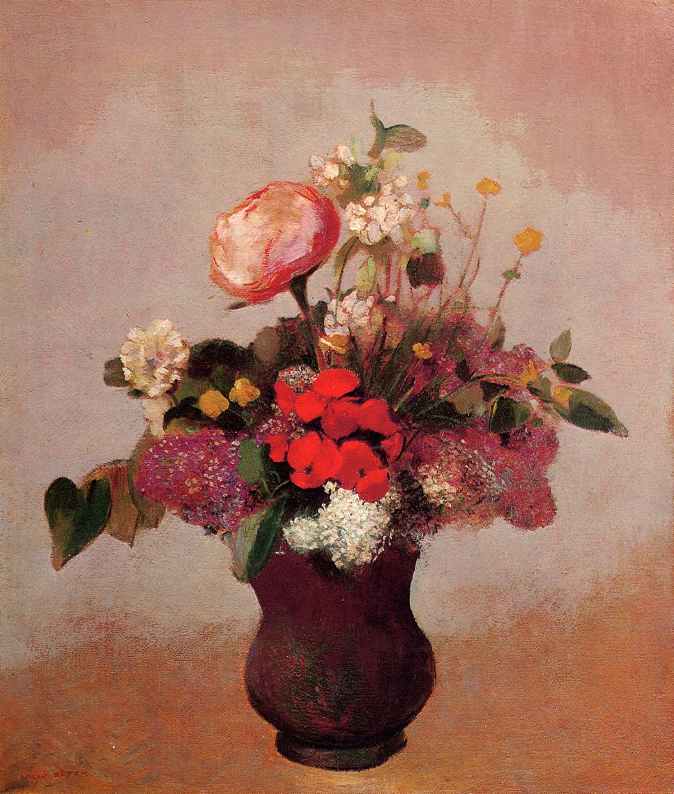 Odilon Redon Flowers in aa Brown Vase 1904 Fine Art Print