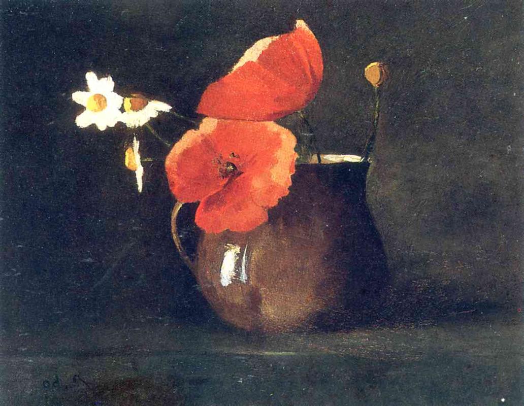 Odilon Redon Flowers in Green Vase 1868 Fine Art Print