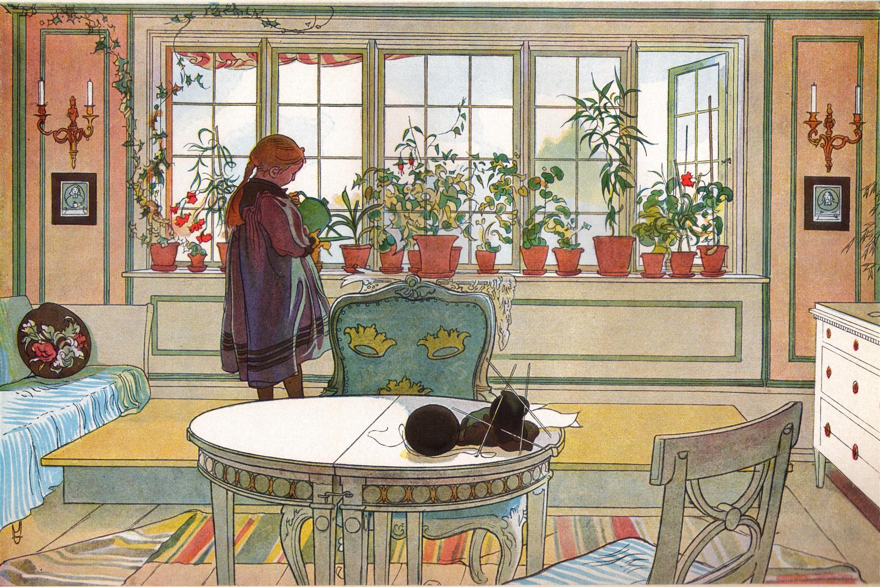 Carl Larsson Flowers on the Windowsill 1894 Fine Art Print