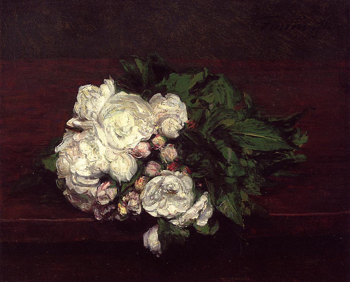Henri Fantin-Latour Flowers, White Roses 1871 Fine Art Print