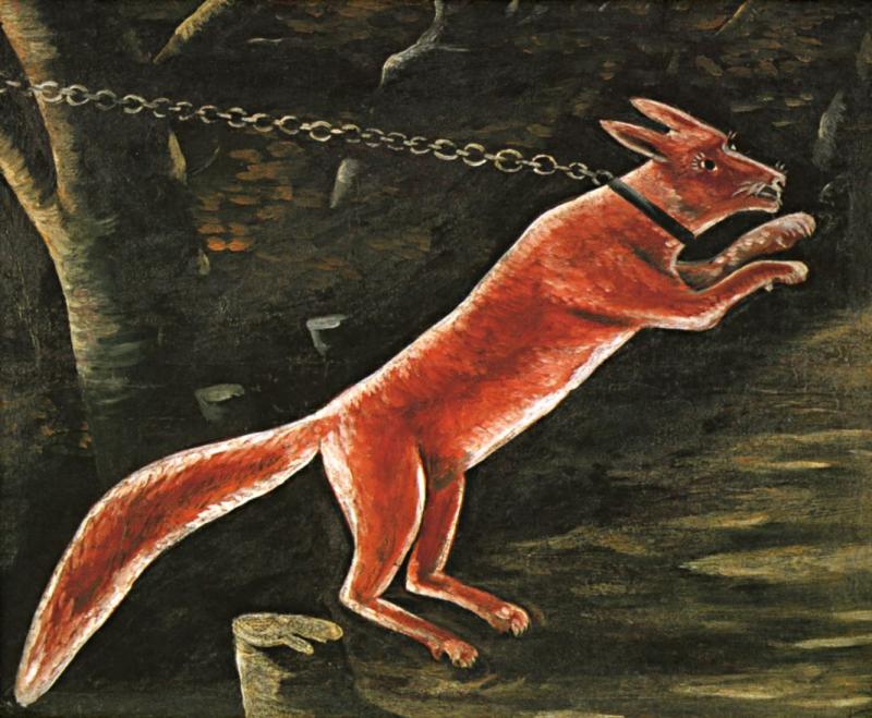 Niko Pirosmani Fox on Chain 1918 Fine Art Print