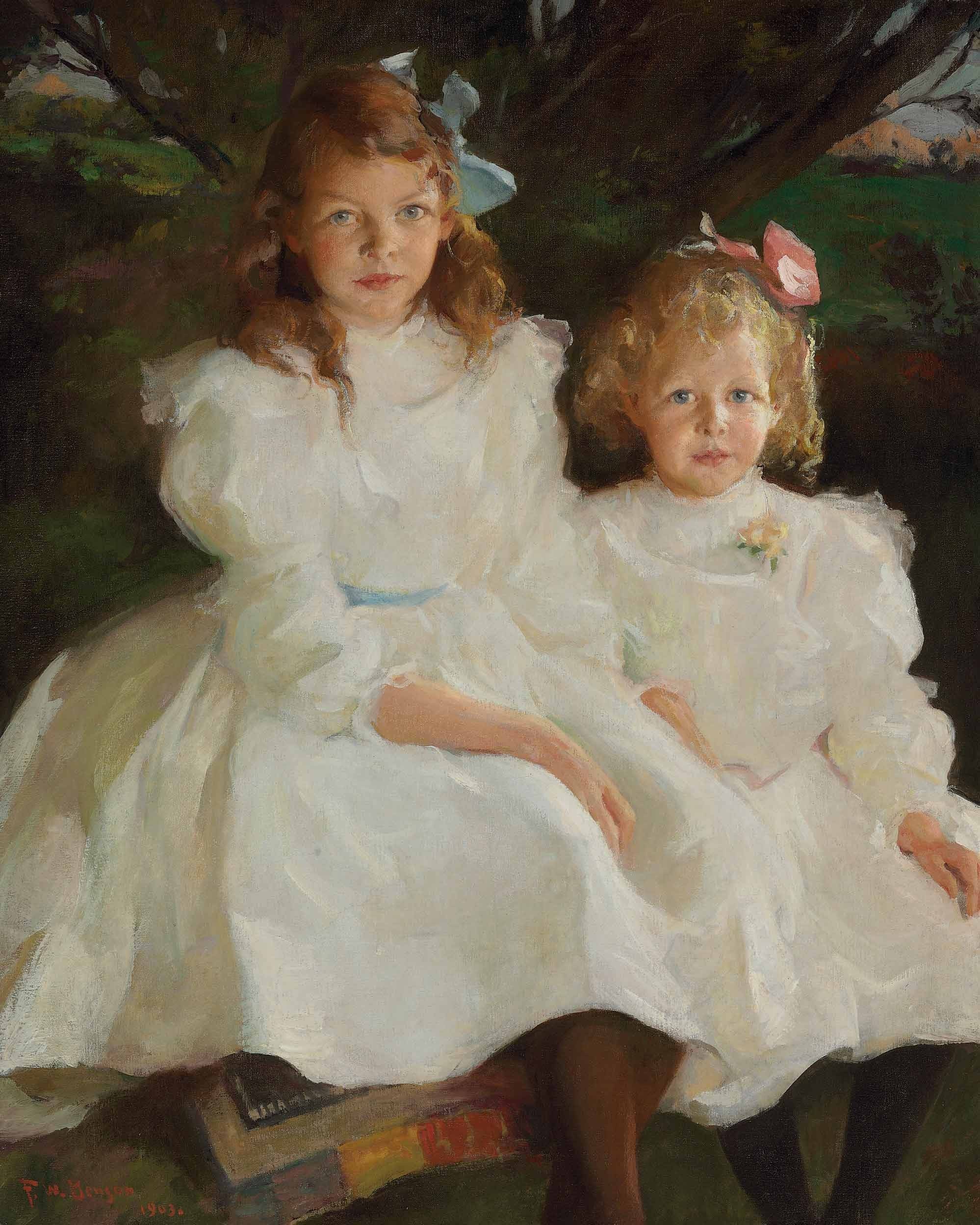 Frank W. Benson Two Little Girls 1903 Fine Art Print