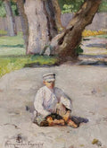 Nikolay Bogdanov Belsky Garson Sitting in Front of a Tree 1945 Fine Art Print