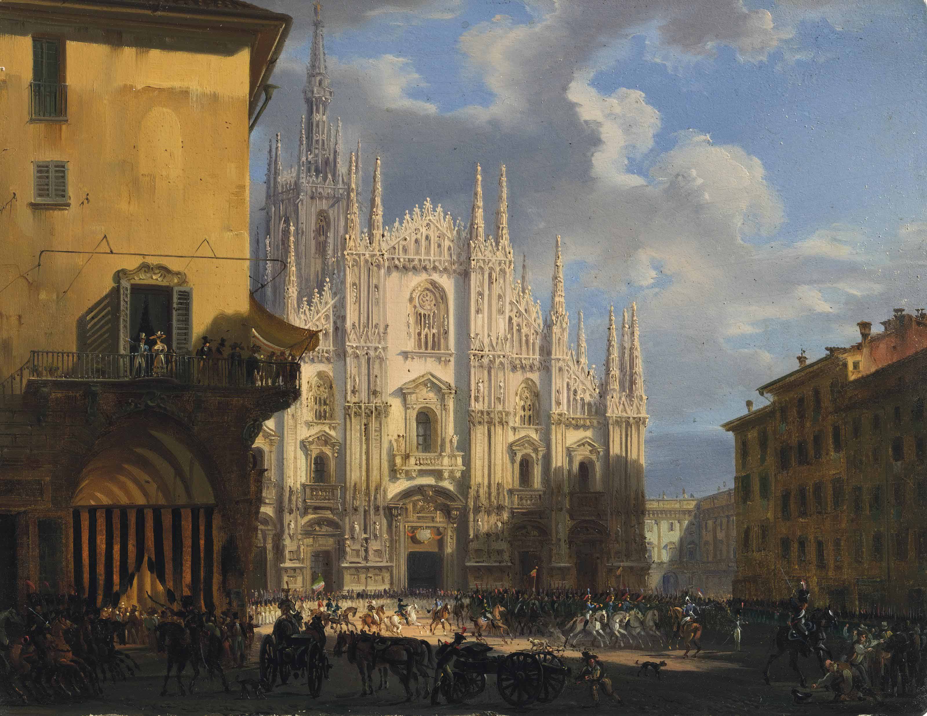 {{ product_title }} Fine Art Print | {{ product_vendor }} Jakero77 Giovanni Migliara Piazzo Duomo Figini Rebecchino Milan 1800s Fine Art Print Art Print  Jakero77