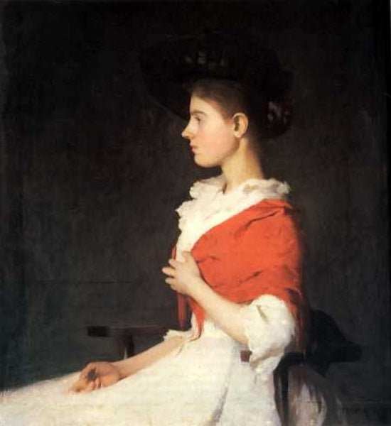 Frank W. Benson Girl in a Red Shawl (oil), 1890, by Frank Weston Benson 1890 Fine Art Print