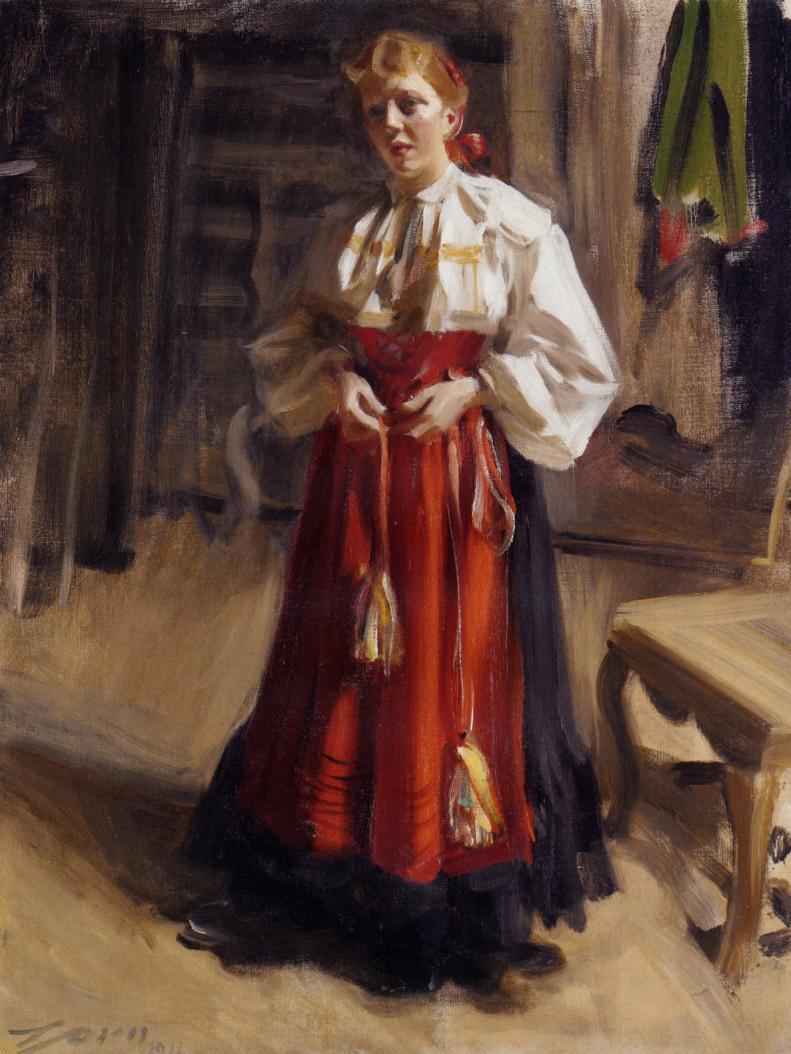 Anders Zorn Girl in an Orsa Costume 1911 Fine Art Print