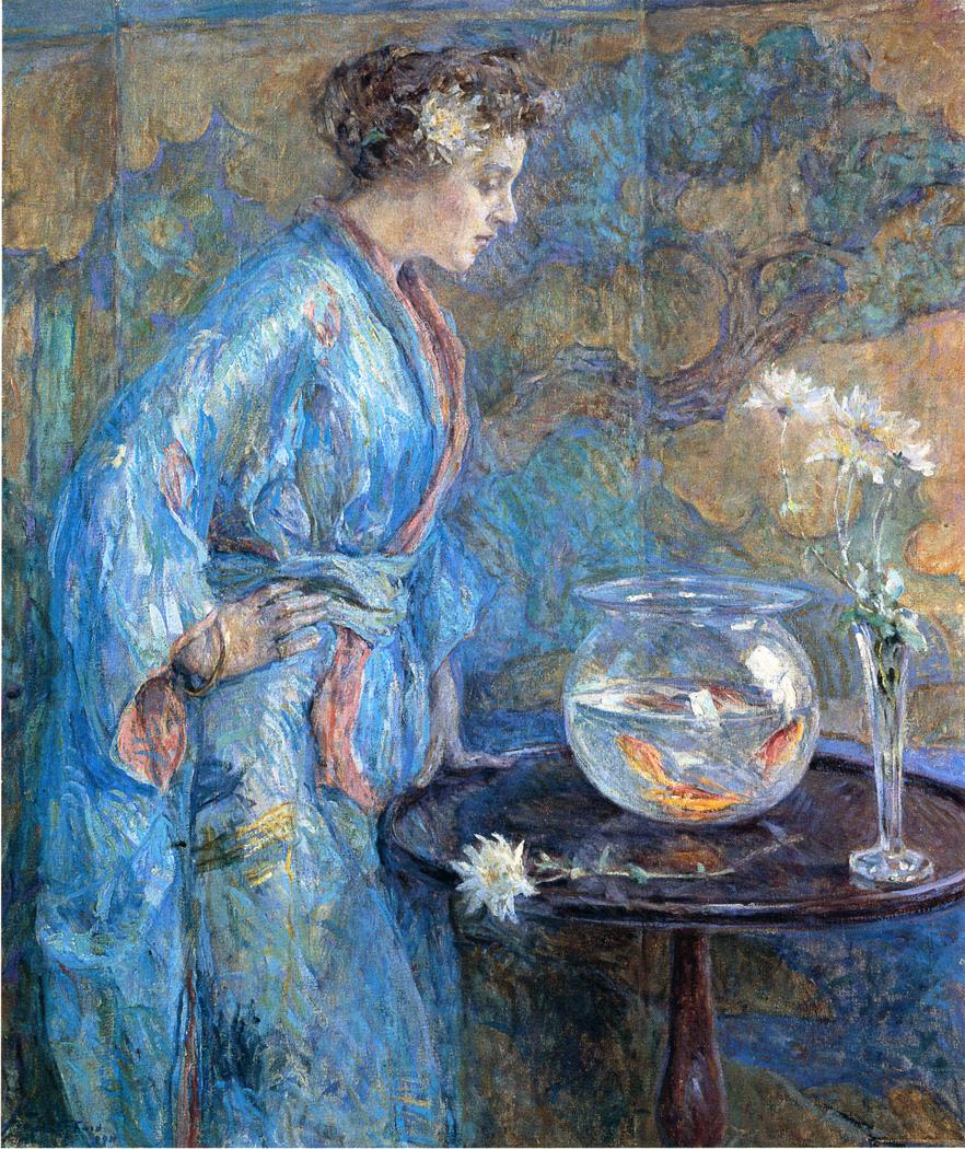 Robert Lewis Reid Girl in Blue Kimono 1911 Fine Art Print