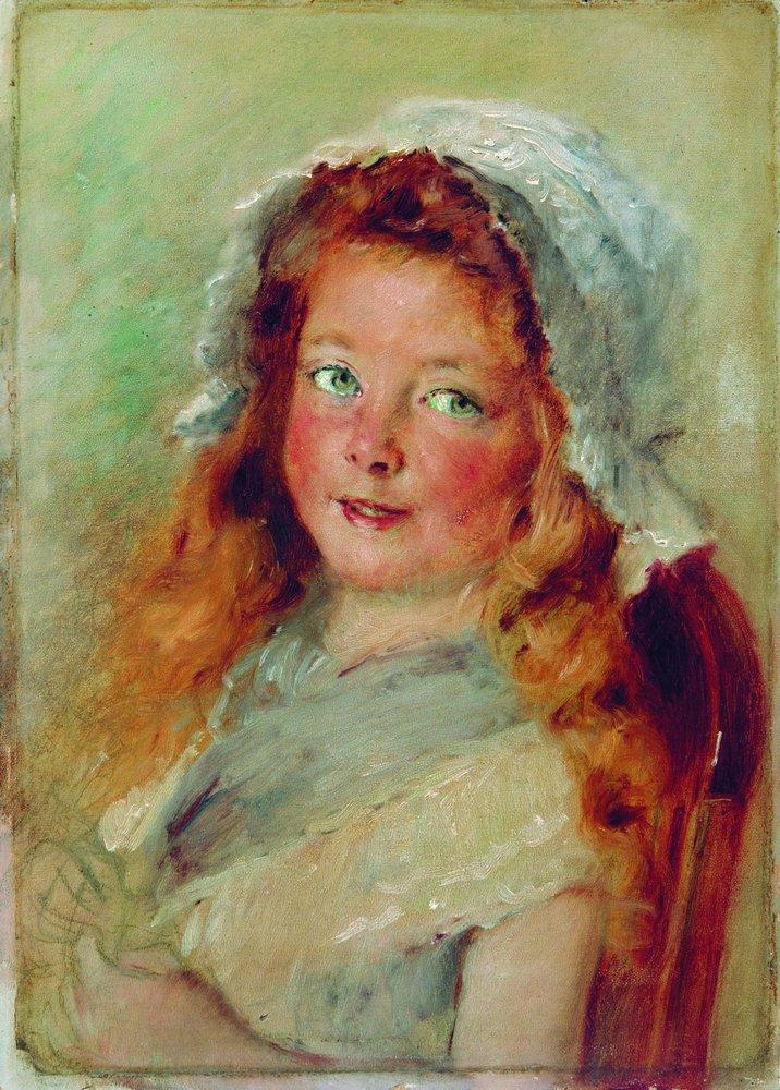 Konstantin Makovsky Girl in Bonnet 1890 Fine Art Print