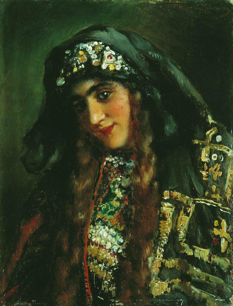 Konstantin Makovsky Girl in Oriental Dress 1870 Fine Art Print