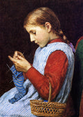 Julian Alden Weir Girl Knitting 1908 Fine Art Print